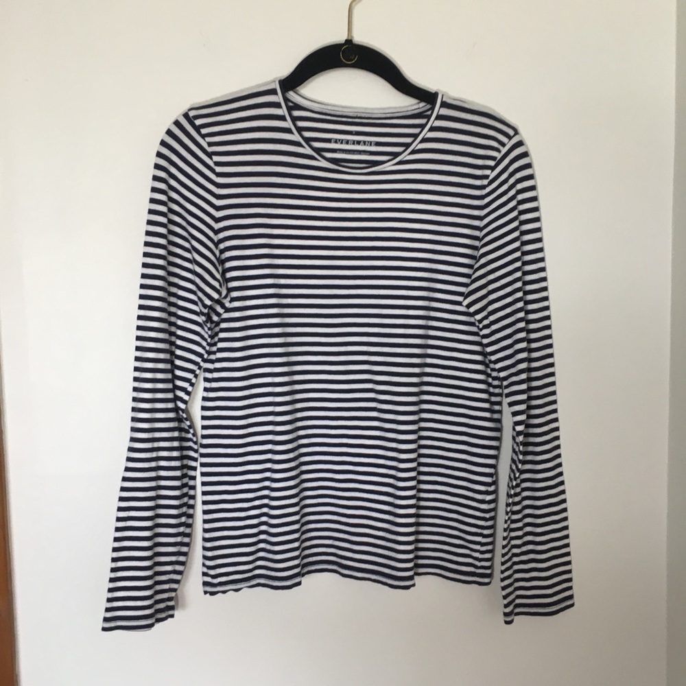 Everlane Stripe Pima Cotton Long Sleeve Tee M